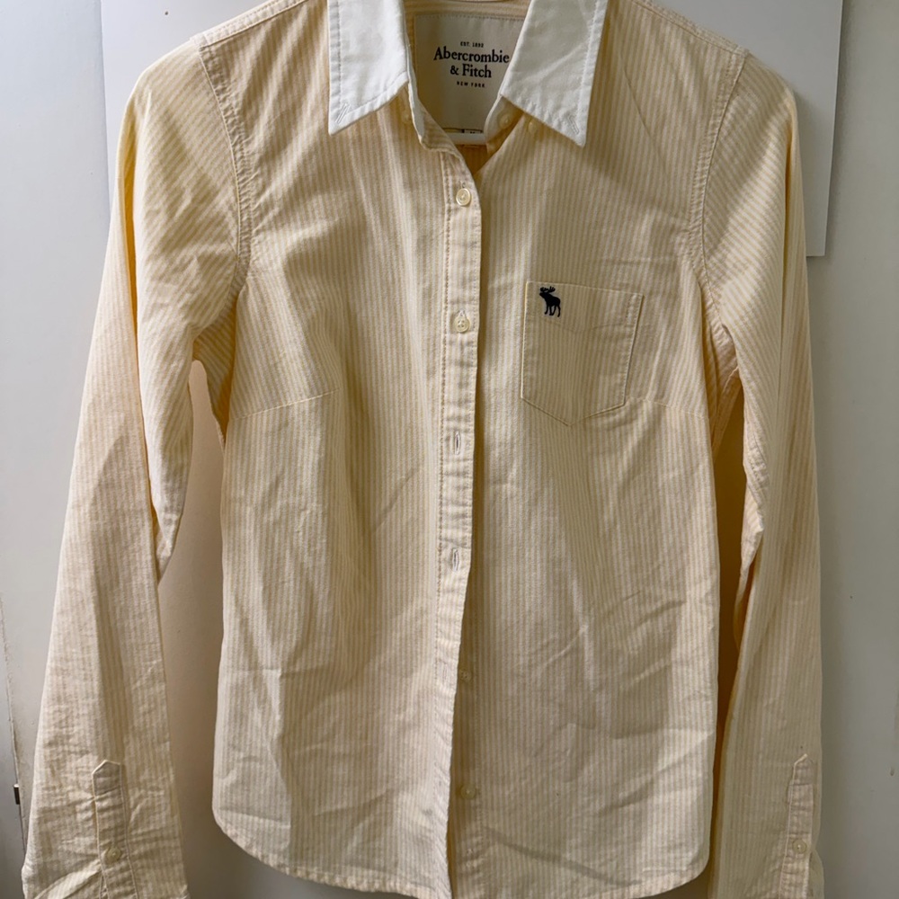 Abercrombie & Fitch Women’s Yellow Striped Button-Up Shirt